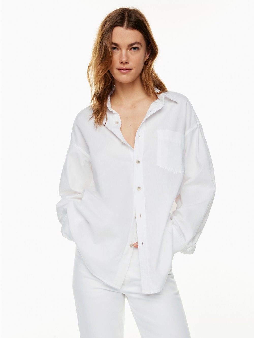 Denim Forum White Button-Up Shirt with Label Detail
